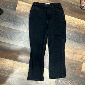 Abercrombie and Fitch the kick flare ultra high rise curve love black jean